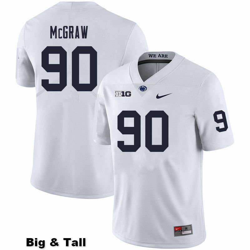NCAA Nike Men's Penn State Nittany Lions Rodney McGraw #90 College Football Authentic Big & Tall White Stitched Jersey SAQ1698ZI